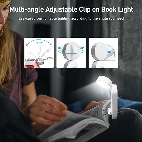 VAVOFO USB Rechargeable Book Light, Bookmark Clip on LED Reading Light - color: White