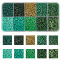 5000pcs Green Glass Seed Tube Bugle Beads for DIY Jewelry Making - color: Green