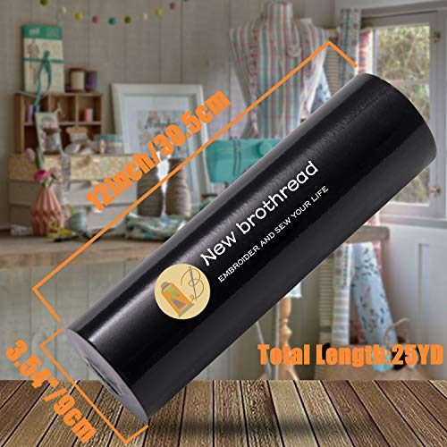 New brothread Black Tear Away Stabilizer Backing 12" x 25Yd Roll - color: Black Tear Away