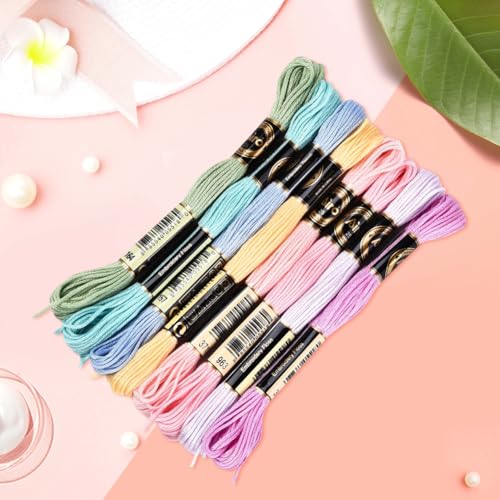 8 Skeins 6 Strands Colorful Embroidery Floss Variegated Candy Color Friendship Bracelet String Polyester Cross Stitch Thread Yarn Threads Bulk for Hand Sewing Craft Bracelets Making Knitting - color: Candy Color, size: 70 Yards