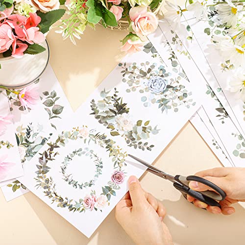 10 Sheets Botanical Flower Rub on Transfers for Craft 6 x 12 Inches