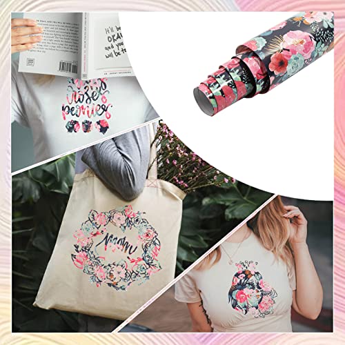 Tintnut Black Rose Heat Transfer Vinyl Roll, 10 Pcs 12"x5ft Iron on Vinyl - color: Black