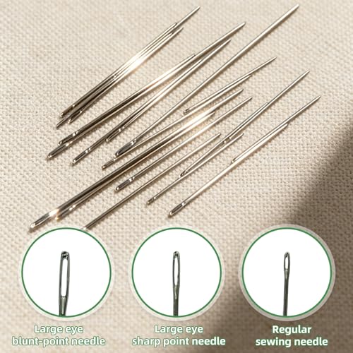 Narottl Stainless Steel Sewing Needles Large Eye Hand Sewing Kit, 37Pcs