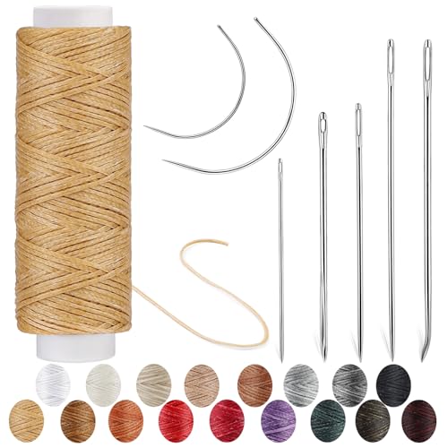 Waxed Thread, Upholstery Needle and Thread 32 Yards Natural Color - color: Natural Color, size: 32Yard