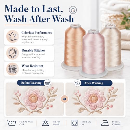 Simthread - 33 Selections - Various Assorted Color Packs of Polyester Embroidery Machine Thread Huge Spool 5500Y for All Purpose Sewing Embroidery Machines - Skin Tone Color - color: 3 Skin Colors