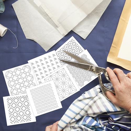 33 Pcs Plastic Sashiko Stencil 4.7 X 4.7 Inch Geometric Sashiko Pattern Template for Drawing Line Quilting Stencil Sewing Hand Quilting and Embroidery and Design Creativity DIY - color: White