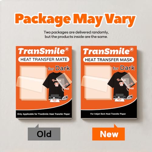 TranSmile Heat Transfer Mask for Inkjet Dark Heat Transfer Paper (10 Sheets, 8.5"x11"), Clear Iron on Transfer Tape for Dark Printable HTV - color: Dark Mask, size: 10 Sheets