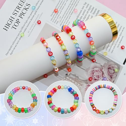 Looconi 1400pcs Letter Beads 7x4mm Colorful Transparent for Jewelry Making Bracelet Hair Braids Crafts - color: Clear, size: 7x4mm