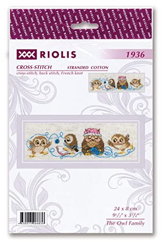 RIOLIS 1936 Owl Family Counted Cross Stitch Kit 9.5 x 3.25 in - style: The Owl Family 1936