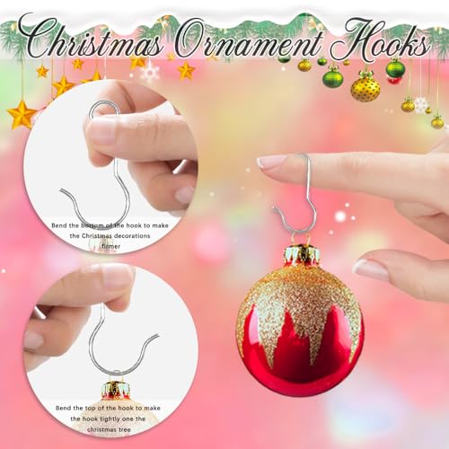 100PCS Silver Ornament Hooks for Christmas Trees with Storage Box - color: Silver