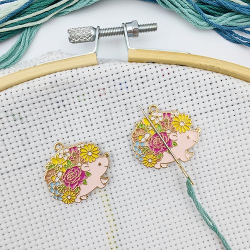 2 Pcs Needle Minders and,Needle Threader, Magnetic Needle Keeper,Cross Stitch Embroidery Hand Sewing Needlework Tools (Hedgehog) - color: Hedgehog