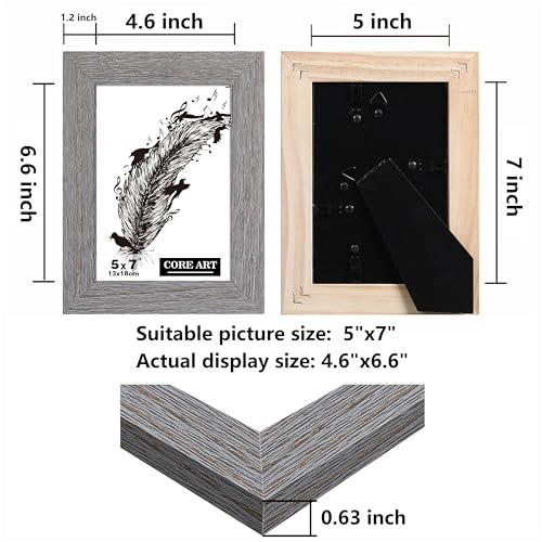 CORE ART 5x7 Picture Frame, Solid Wood Rustic Dark Gray, 2 Pack - color: Dark Grey, size: 5x7 - 2 pack