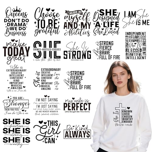 Dtf Transfers Ready to Press - 20Pcs Woman Affirmation Iron on Transfer for Tshirts, Inspirational Positive Quotes Iron on Decals Patches, Motivational Heat Stickers for DIY Clothes Bags - color: Woman Affirmation309