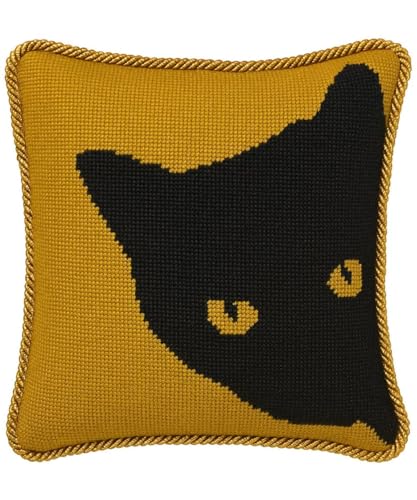 Pepita Needlepoint Canvas: Cat Around Corner Golds, 7" x 8" - size: Canvas Only