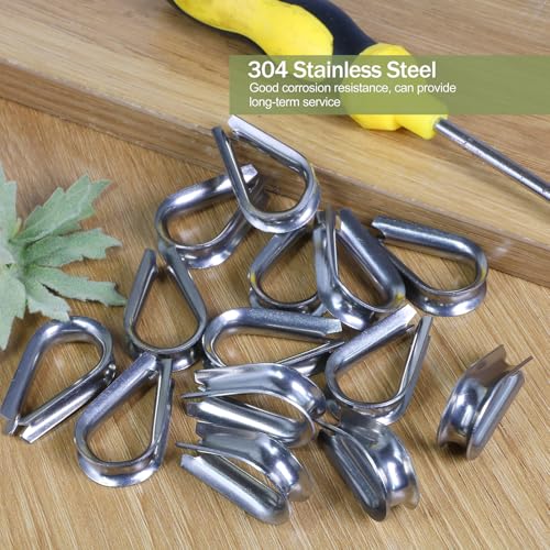 M6 Wire Rope Thimble, 304 Stainless Steel Thimble for 7/32-1/4 Inch Diameter Wire Rope, 4 Pieces - size: M6