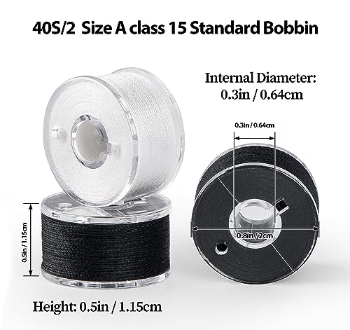 36pcs 18White+18Black 40S/2 Prewound Bobbin Thread Set - color: Black & White (36PCS)