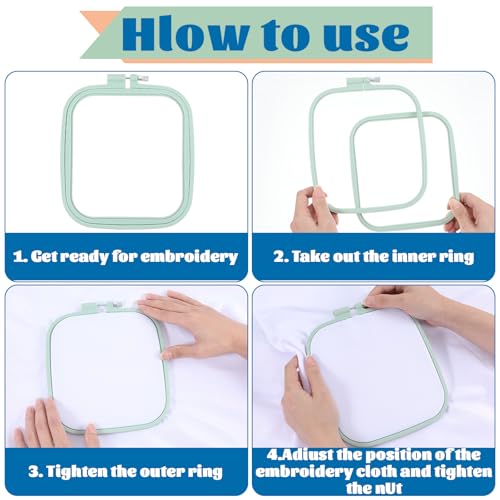 5 Pieces 5 Sizes Square Embroidery Hoops, ABS Plastic Embroidery Hoops for DIY Embroidery Craft