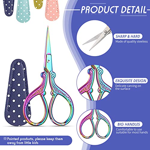 Honoson 4 Pcs Small Embroidery Scissors, 3.6", Simple, Fresh Colors - color: Fresh Colors