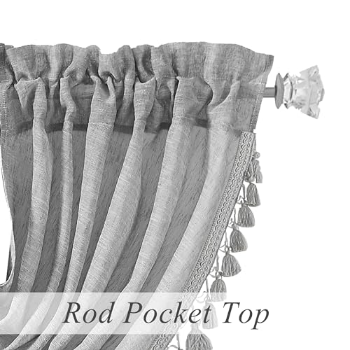 Silver Gray Solid Waterfall Valance with Tassel Accessories, 56"Wx38"Lx1 - color: Silver Gray, size: 56"W x 38"L (Pack of 1)