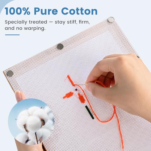 18 Mesh Needlepoint Canvas, 20" x 18" Pure Cotton Blank Canvas - color: Beige 18-mesh
