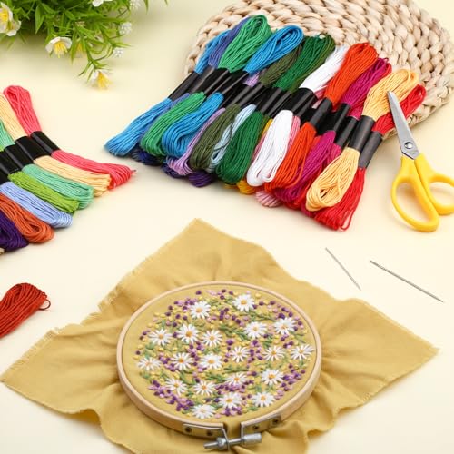 50 Skeins Embroidery Floss, Cross Stitch Threads Friendship Bracelet String - color: 50 Pcs, Rainbow