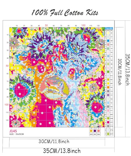 Cow Flowers Stamped Cross Stitch Embroidery Kits for Beginners Adults - color: cow flowers