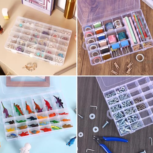 Bead Organizer Storage 4 Pack 36 Grid Jewelry Tackle Craft Box Adjustable - color: 4 Pack