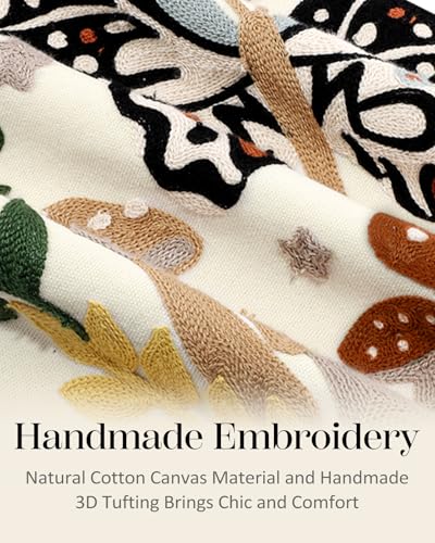 Embroidered Throw Pillow Cover, 20x20 Inch, Butterfly Moon - color: Butterfly Moon, size: 20" x 20" (Pack of 1)