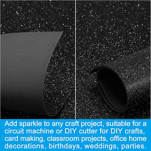 PATIKIL 2mm(1/10") Thick Non Adhesive Glitter Foam Sheet 16x24inch(40x60cm) Black, EVA Shiny Foam Board for Craft, 6 Pcs - color: Black