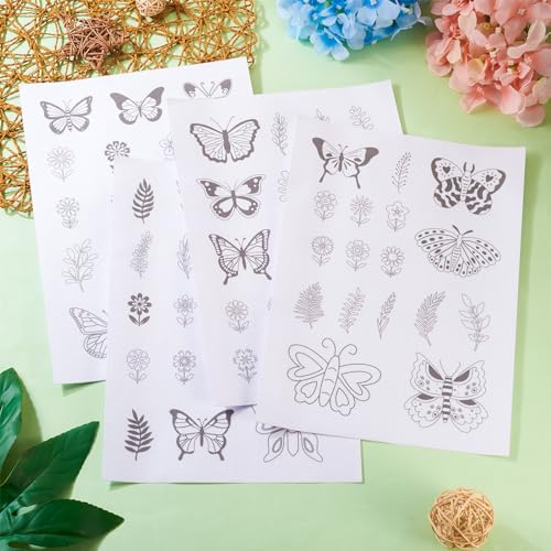 Craftdady Flower Butterfly Water Soluble Stabilizer 70Pcs Embroidery Fabric Stick and Stitch Hand Embroidery Paper Wash Away Sewing Patterns for Beginners Spring Embroidery Kit - color: Flower & Butterfly #2