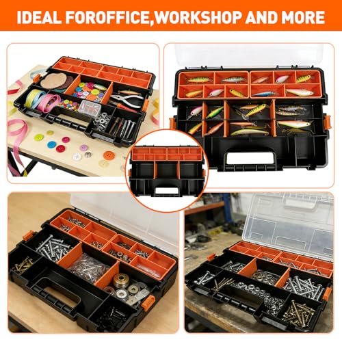 3-Pack Parts Tool Box Organizers,21-Compartments Organizer Box with Removable Dividers for Hardware, Screws, Bolts, Nails, Beads, Jewelry and Fishing Accessories,Stackable (3 pcs) - color: 3 pcs