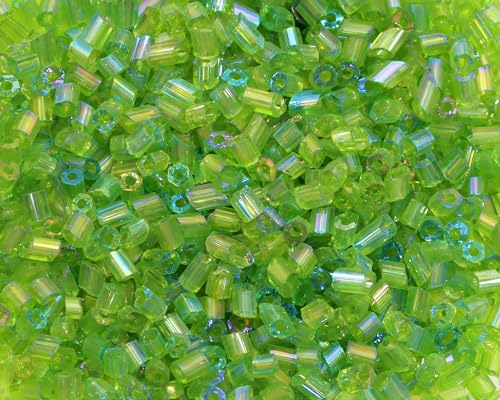 Glass Bugle Tube Beads 1400Pcs/30g Mini Seed Beads 2 * 3mm Small Craft Loose Spacer Beads for DIY Bracelets Necklace Earring Jewelry Making (Fruit Green) - color: Fruit Green