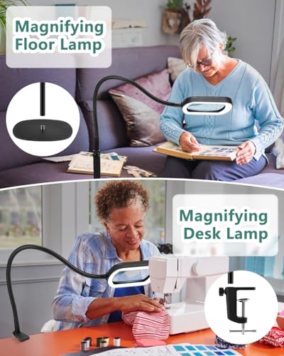 IVMAIE 12X Rectangle Magnifying Glass with Light and Stand, Real Glass Lens - color: Black