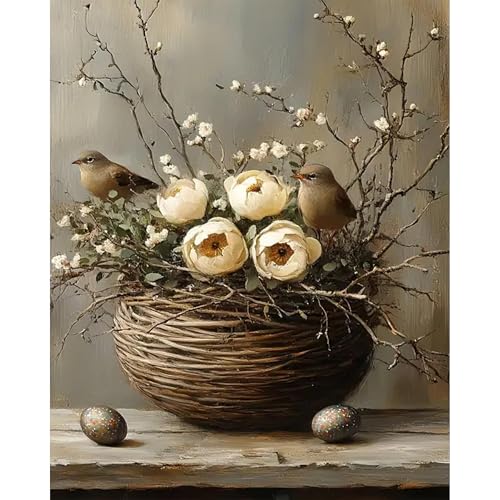 Bird Stamped Cross Stitch Kits for Adults -Flower Embroidery Kits for Beginners Adults,11 CT Patterns Dimensions Counted Cross Stitch Kits for Adults Arts Craft 12x16 inch - color: Cross stitch-12