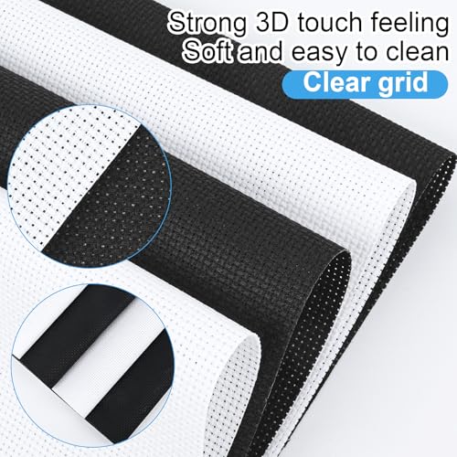 MYFAMIREA 16PCS Cross Stitch Fabric, 4 Sizes Aida Cloth 14 Count White and Black Craft Embroidery Cloth Classic Reserve Cross Stitch for Home DIY Needlework Embroidery Decoration, 5.9 to 11.8inch - color: White/Black, size: 14 CT 5.9-11.8In (16 PCS)