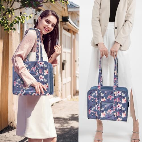 FINPAC Sewing and Craft Supplies Storage Tote Bag with Clear Pockets - color: Blooming Hibiscus