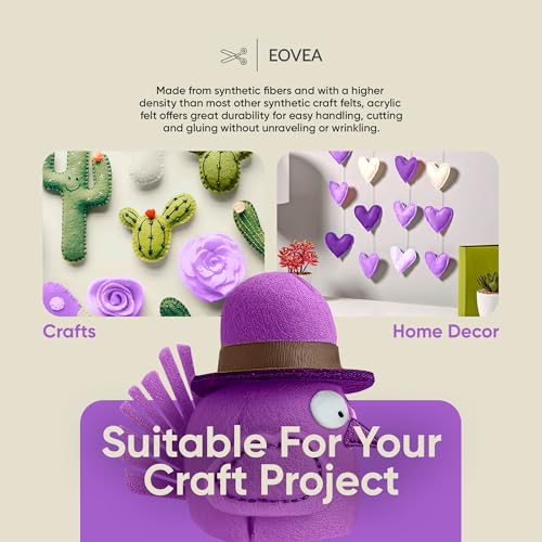 EOVEA | Acrylic Felt Fabric by The Yard | 72" Wide | 1.6mm Thick | Soft & Durable Non-Fraying Felt | for DIY Crafts, Sewing, Upholstery, Costumes & Padding(Lavender, 1 Yards) - color: Lavender, size: 1 Yard
