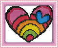 Cross Stitch Kits, Rainbow Heart Awesocrafts Easy Patterns Cross Stitching Embroidery Kit Supplies Christmas Gifts, Stamped or Counted (Heart, Counted) - color: Heart, size: Counted