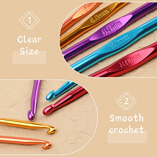 48 Pcs Crochet Hooks Set, 21 Sizes Ergonomic Knitting Needles with Case - size: 48 PCS