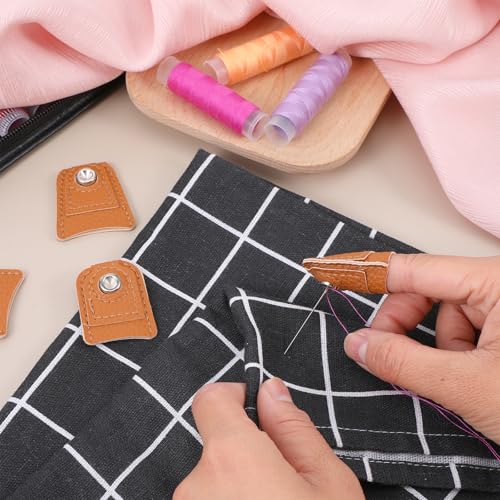 4Pcs Leather Thimbles for Hand Quilting Quilting Leather Finger Protector Coin Thimble Pads for Hand Sewing Embroidery Quiltings Knitting Pin Needles Craft DIY Tools(2 Sizes)