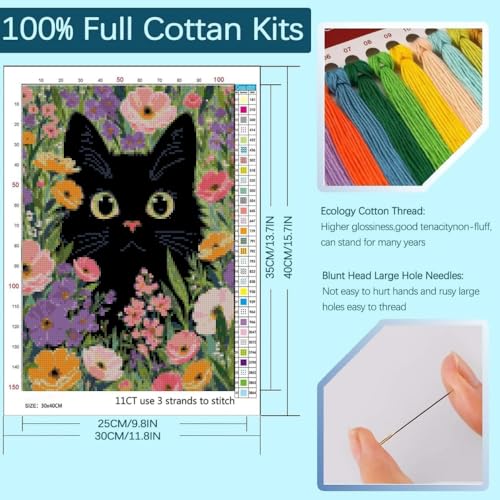 Animal Cat Stamped Cross Stitch Kits for Beginners,Flower Needlepoint Counted Cross Stitch Kits for Adults,Easy Prestamped Boy Pattern Needlepoint Kit Crafts for Home Decor Gifts 12x16 inches - color: Cross Stitch Kits0925-9