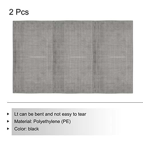 MECCANIXITY Plastic Mesh Canvas Sheet 50x33cm/20x13inch Black Blank Canvas Rectangle 4mm Hole for Embroidery Needlepoint, Knit Crochet Mesh, Pack of 2 - color: Black, size: 20x13inch