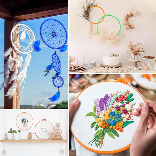Phinus 6 Pcs Embroidery Hoop 6 Size, Round Plastic Cross Stitch Hoop with 16 Needles (3.6In to 10.7 in), Small Embroidery Hoop, Cross Stitch Hoops, Frames, Embroidery, Craft Sewing(Multicolor) - style: Colorful