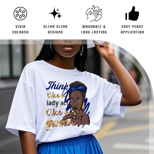 Dazoratix Black Girl Iron on Transfers - 20 Sheets African American Women DTF Ready to Press Inspirational Heat Transfer Stickers Patches Vinyl Decals for T Shirts Appliques Clothes Hoodie DIY Crafts - style: Black Girl