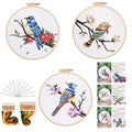 GLTAYLMY 3 Sets Embroidery Kit for Beginners Needlepoint Cross Stitch Kits for Adults,Stitch Learning DIY Kit with Easy Instruction,Stamped Bird Embroidery Patterns,Hoop,Threads,Sewing Hobby - color: BirdEK