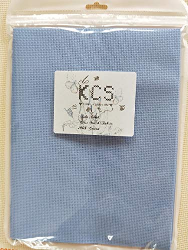 19" x 28" 14CT Counted Cotton Aida Cloth Cross Stitch Fabric (Light Blue) - color: Light Blue
