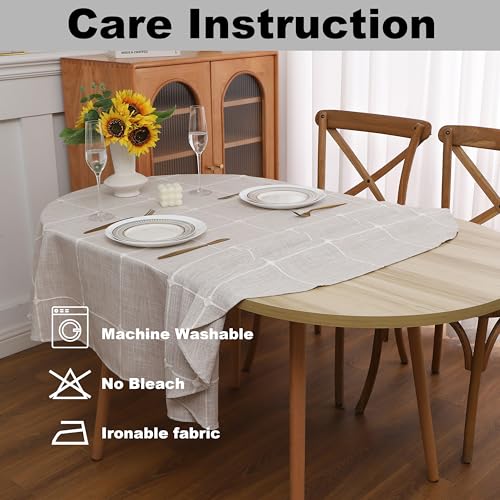 Gernaice Plaid Oval Tablecloth Checkered Table Cloth 52” x 70“ Brown - color: Brown, size: 70" x 52" (Oval)