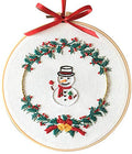 Embroidery Kit Snowman Christmas Ornaments Leaves Wreath Flowers Awesocrafts Full Range of Embroidery Starter Kits for Beginners Adults DIY Handmade Easy Patterns (Snowman) - color: Snowman