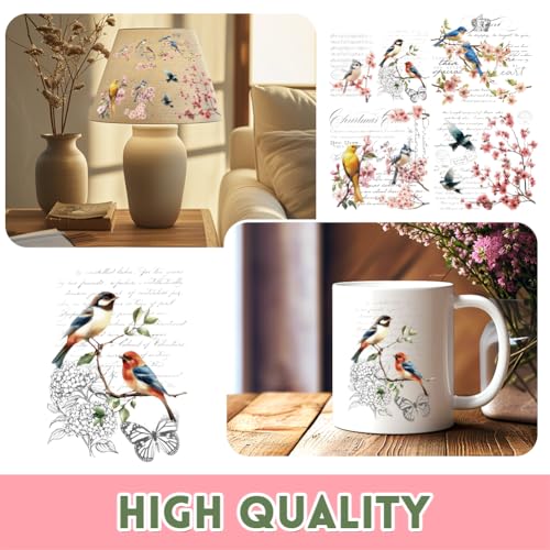 3 Sheets Vintage Rub on Transfers for Crafts and Furniture,Floral and Birds,Cold IOD Transfers Sticker,Rub on Transfer Furniture Decals Sticker for Wood,Glass,Desk,DIY Home Decor 11.8x5.9'' - style: Style 8- Retro French