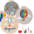 LX LERMX Embroidery Kits for Beginners, Adult Starter Cross Stitch Kit Needlepoint Complete DIY Kit with Unique Patterns, Hoop, Colorful Threads, Tools, Step by Step Instructions & Video Tutorial - color: Pattern 7 - 3PCS